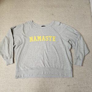 J. Crew Namaste Gray Crewneck Sweatshirt Top Large L Cotton Casual Athleisure